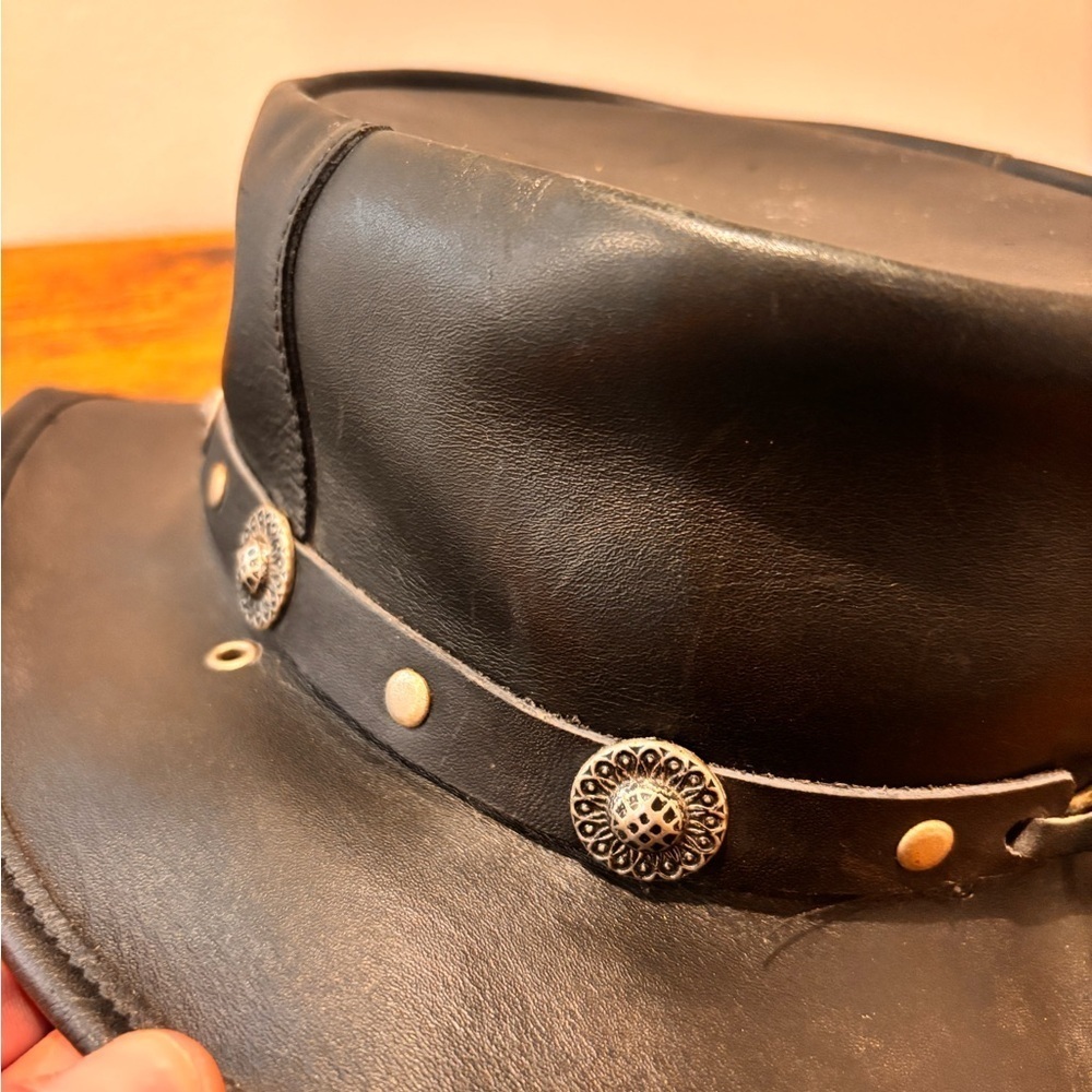Black Leather Hat - Picture 7 of 11